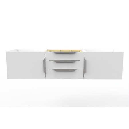 Castello Usa Alpine 60" Wall Mounted White Vanity Base with Brushed Nickel Handles CB-MC-60W-BN-VBO